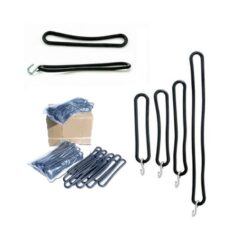 Spanrubbers zwart 20cm met S-haak 10 st.