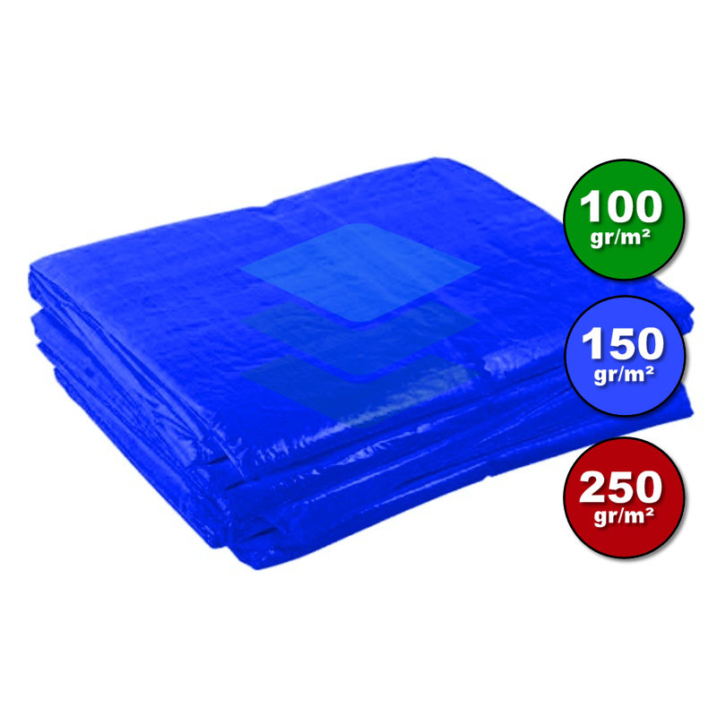 Blauwe afdekzeilen 2x3m tot 10x20m