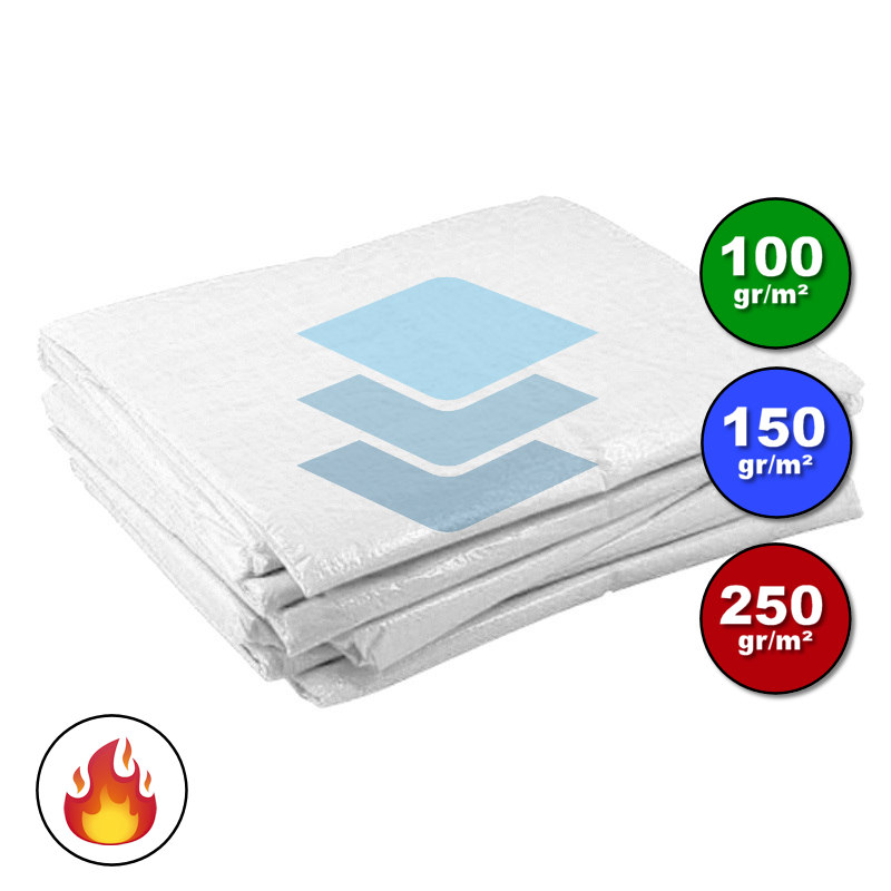 Witte afdekzeilen 2x3m tot 15x20m