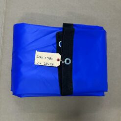 Blauw 600gr PVC zeil 240x381cm met 2x28x28cm hoekuitsparingen