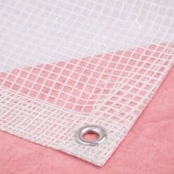 Gewapend transparant afdekzeil met ringen voorbeeld 2