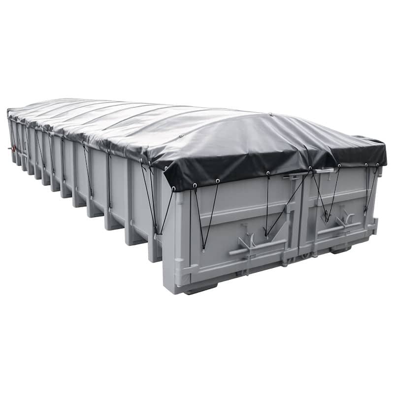 Grijs PVC container afdekzeil 350x500cm 400gr/m² - Afbeelding 2